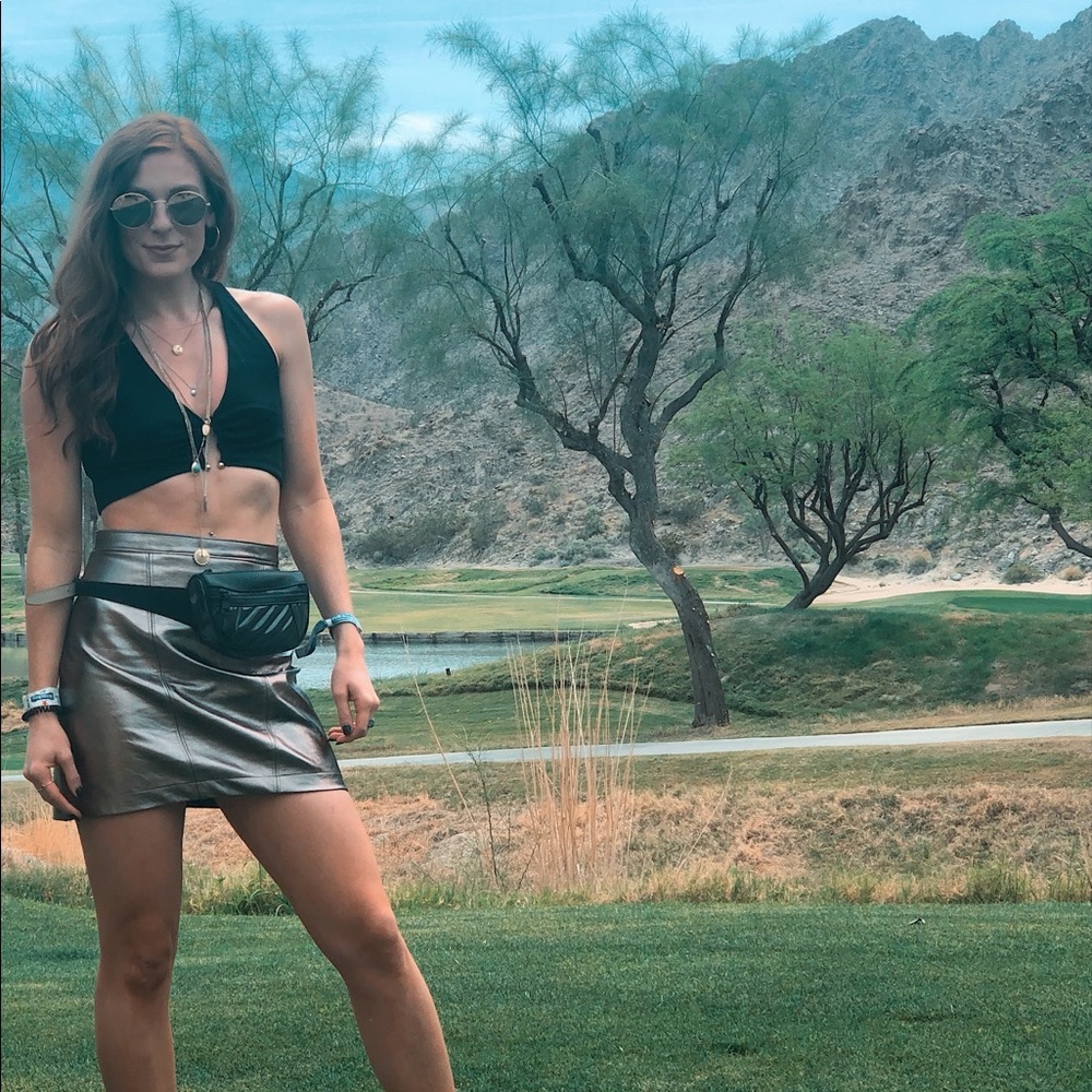 Metallic mini skirt